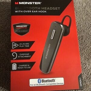 Bluetooth Headset with Over Ear Hook - Black